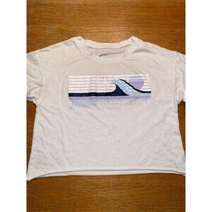 Justice Girls Graphic Cropped T-Shirt Size 8 White